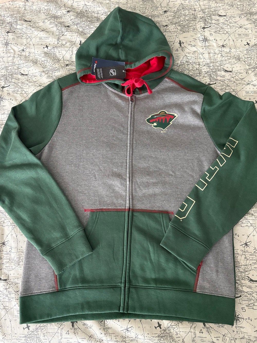 Fanatics Green Gray Red Minnesota Wild Hooded Jacket